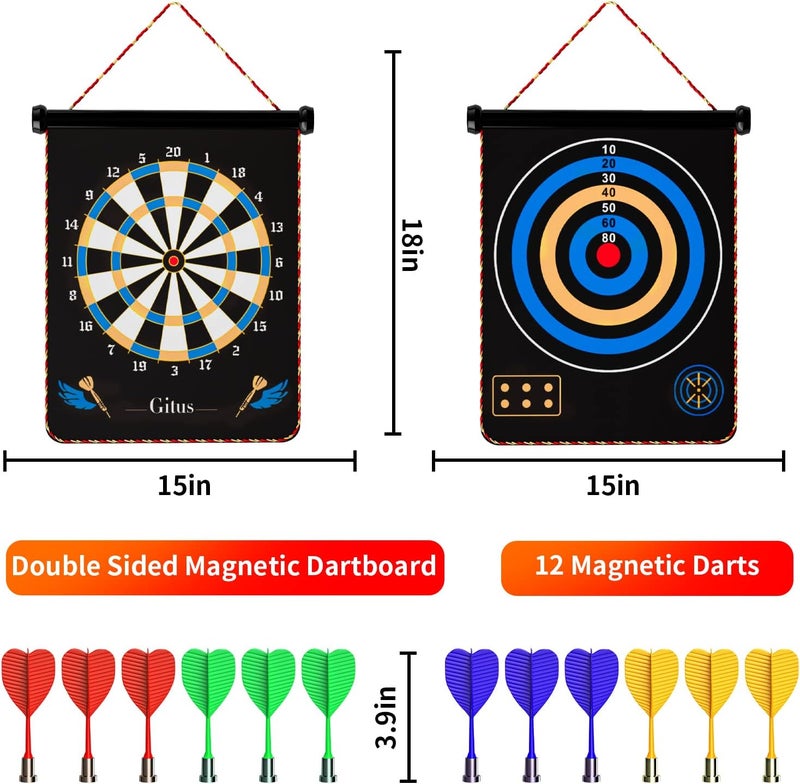 Gitus Magnetic Dart Board Indoor Outdoor Games for Kids with 12 Darts, Gifts for Teenage Boys Teen Boy Gift Ideas Gifts for Boys 8 9 10 11 12 13 14 Years Old Game Room Decor - Image 4